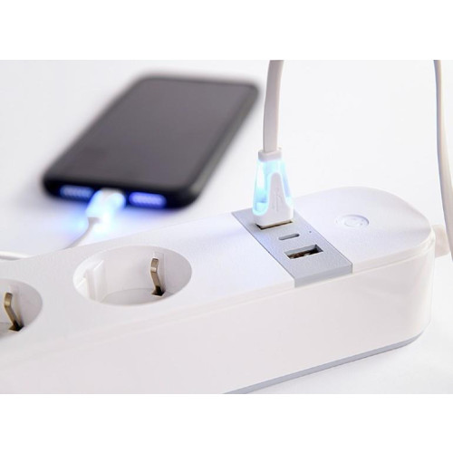 Inteligentna listwa zasilająca Tuya 4xDE 2xUSB-A 1xUSB-C Biała-9969450