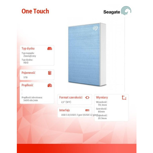 Dysk One Touch 5TB 2,5 STKZ5000402 niebieski-9969729