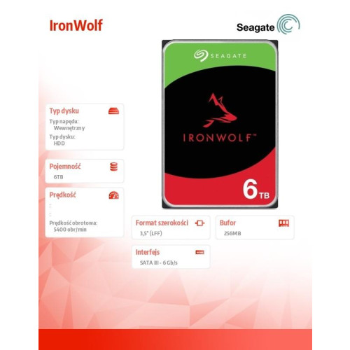 Dysk IronWolf 6TB 3,5 256MB ST6000VN006-9970699