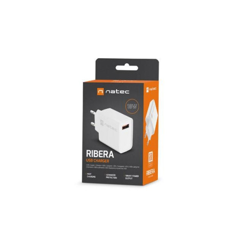 Ładowarka sieciowa Ribera 1x USB-A 18W Biała-9971216