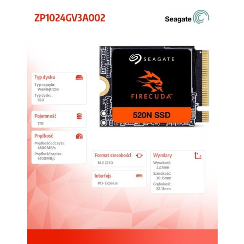 Dysk SSD Firecuda 520N 1TB PCIe4 M.2 -9971750