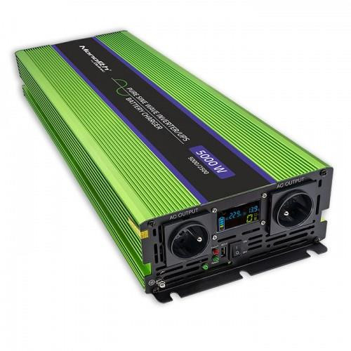 QOLTEC PRZETWORNICA NAPIĘCIA MONOLITH | ŁADOWANIE BATERII | UPS | 2500W | 5000W | 12V NA 230V | CZYSTY SINUS | LCD-998